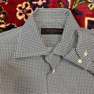 Etro Size 40 (16 / M) Monochrome Geometric Men's Shirt